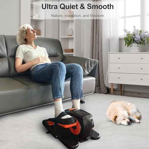 Mysuntown Under Desk Elliptical for Home, Leg Exerciser While Sitting for Seniors Fully Assembled, Ellipse Leg Exerciser with 12 Adjustable Speeds & Remote Control & Pedals Straps