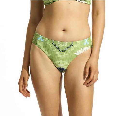 Seafolly Women's Standard Hipster Full Coverage Mid Rise Bikini Bottom Swimsuit, Kasbah Sage