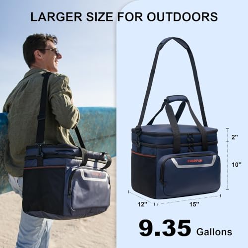 EVERFUN Small Cooler Lunch Box Mini Leak-Proof Soft Double Deck 24 Can Personal Insulated Collapsible Portable Waterproof ...
