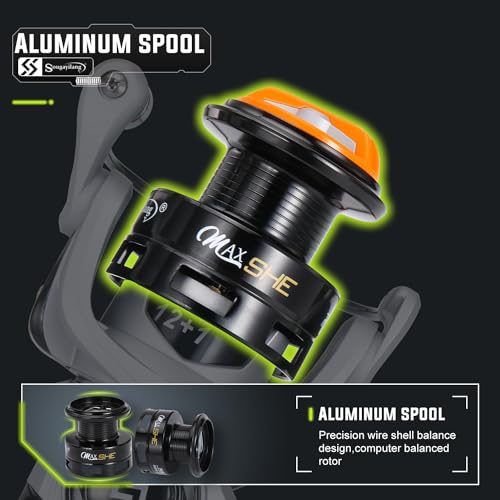 Sougayilang Fishing Reel, Ultralight Spinning Reels with Graphite Frame 5.2:1 High Speed for Saltwater or Freshwater Fishing