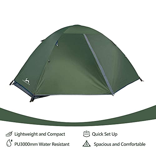 MC TOMOUNT Backpacking Tent 1-2 Person Waterproof Lightweight Double Layer Free-Standing Aluminum Pole for Outdoor Camping...