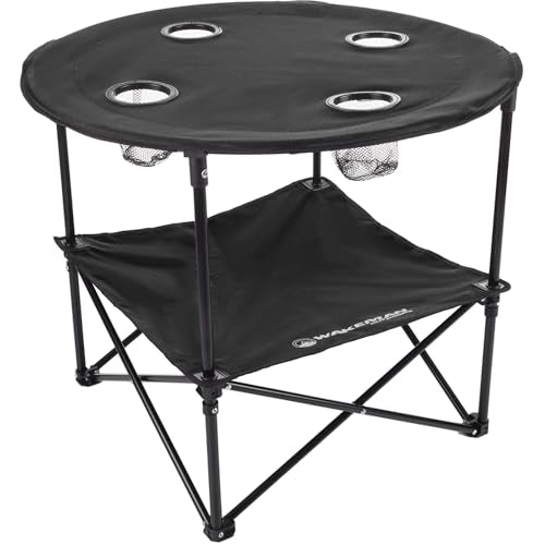 Camping Table - 2-Tier Folding Table with 4 Cupholders and Carry Bag for Picnic, Tailgate, Beach, or Camp - Camping Gear b...