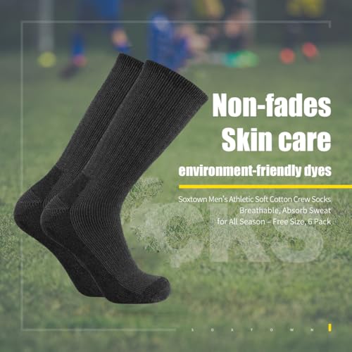 SOX TOWN Men's Merino Wool Cushion Crew Socks Moisture Wicking Control for Outdoor Hiking Work Boot Thermal Warm All Seasons