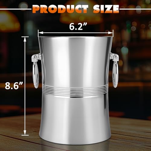 Wine Chiller Bucket, Stainless Steel Double Wall Wine Chillers for Bottles, Champagne Chiller, Ice Bucket Fits Most Standa...