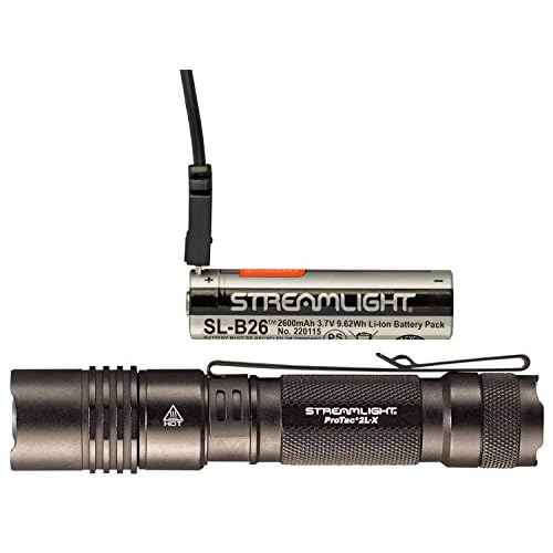 Streamlight 88082 ProTac 2L-X USB 500-Lumen 6800 Candela EDC High Performance Multi-Fuel Tactical Rechargeable Flashlight, Includes USB Cable, Holster, Clip, Retail Clear Packaging, Black