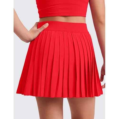 CRZ YOGA Girls Feathery-Fit Soft Athletic Pleated Skirts - Tennis School Casual Skorts with Pockets Liner Kids Teen