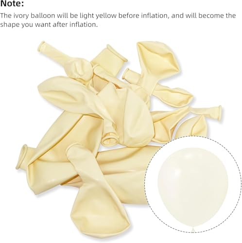 Voircoloria 105pcs Ivory Balloons 12inch Party Latex Balloons for Boys Girls Birthday Baby Shower Gender Reveal Wedding Su...