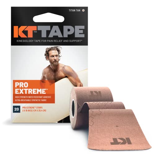 KT Tape, Pro Extreme Synthetic Kinesiology Athletic Tape, 20 Count, 10” Precut Strips
