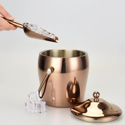 Ice Bucket with Lid, Scoop, IceTong,Stainless Steel Double-Wall Wine Ice Buckets for Parties,Beer and Wine Bucket,Bucket f...