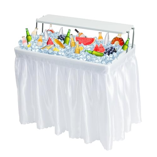 Real Relax Two-Tier Portable Cooler Table, Fill and Chill Desk for Food Drink Beverage, Foldable Party Ice Table for Campi...