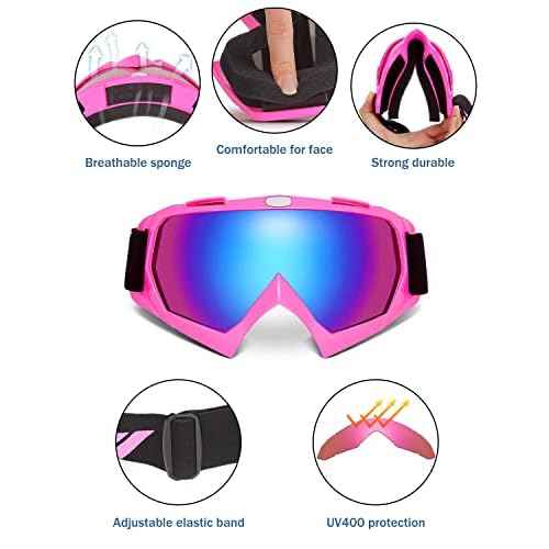 KEMIMOTO Dirt Bike Goggles - Motocross & ATV/UTV Goggles with Anti UV Protection