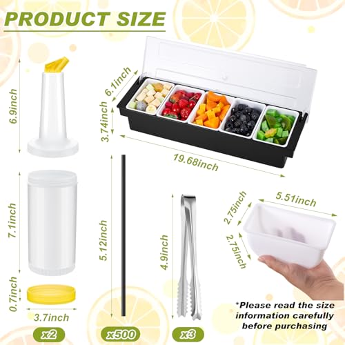 Mifoci 23 Pcs Bartender Supplies Kit Garnish Tray for Bartenders with Bar Caddy 3 Tier Salt Rimmer 13 Pcs Cocktail Shaker ...