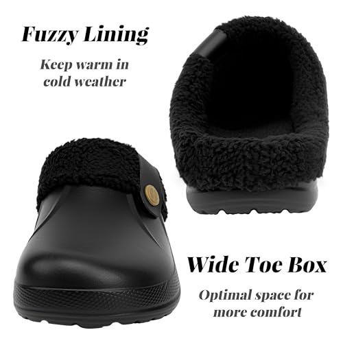 ChayChax Women and Men Fur Lined Clogs Memory Foam Warm Fuzzy Slippers Winter Waterproof Indoor Outdoor Slipper