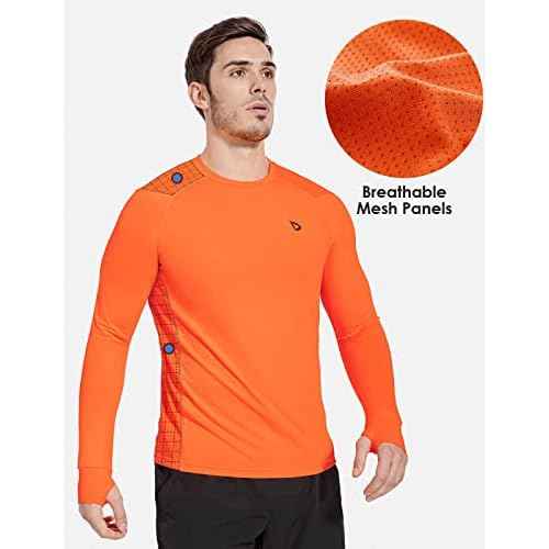 baleaf Men's Long Sleeve Running Shirts with Thumbholes Quick Dry Athletic Shirt Workout Training Top