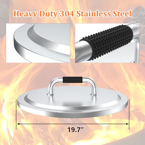 Fire Pit Lid for Solo Stove Bonfire 2.0, 304 Stainless Steel Fire Pits Round Lid with Heat Resistant Handle, Camping for S...