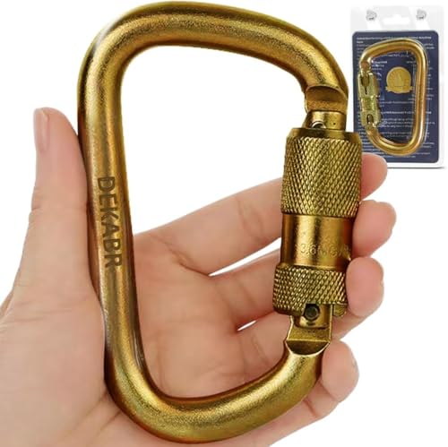 DEKABR Carabiner Heavy Duty, 45KN Twist Lock Steel Auto Locking Climbing Carabiner for Rock and Tree Climbing, Camping, Ra...