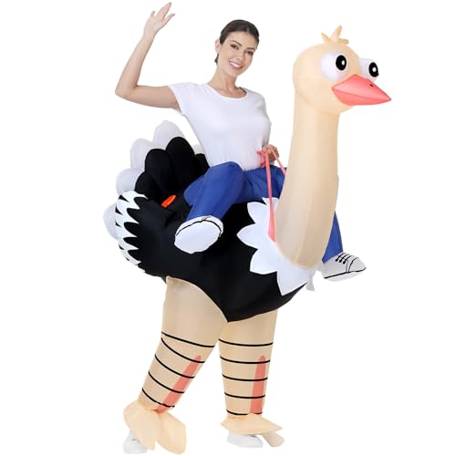 Poptrend Inflatable Ostrich Costume for Adults, Funny Halloween Blow-Up Costume for Men Women Cosplay Party Riding Animals...