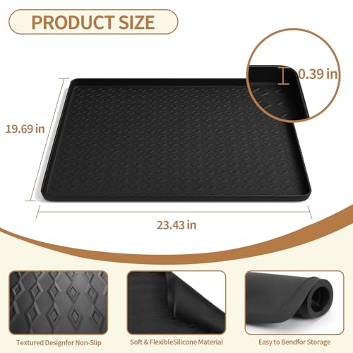 HOSASSPER Water Cooler Mat, Water Dispenser Mat, 22"x19" Non-Slip Silicone Waterproof Floor Protector for Under Water Cool...
