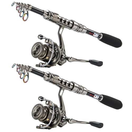 Sougayilang Fishing Rod and Reel Combo – 5.9FT Telescopic Carbon Fiber Fishing Pole with 12+1 BB Spinning Reel, Saltwater ...