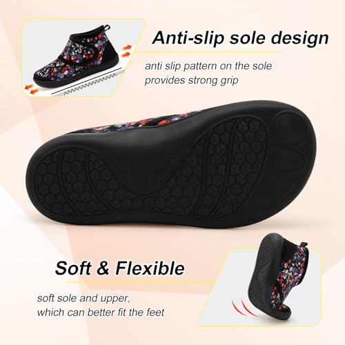 LeIsfIt Slipper Boots for Women Wide Warm House Shoes Non-slip Diabetic Winter Shoes Adjustable Bootie Slippers for Indoor...