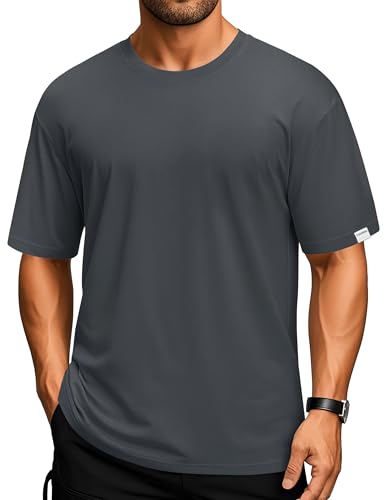 Cotrasen Mens T-Shirts Short Sleeve Cotton Lightweight UPF 50+ Moisture Wicking Cooling Casual Loose Tee Shirts