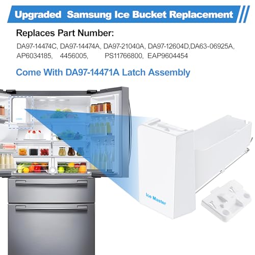 Upgraded DA97-14474C Ice Bucket Compatible with Samsung Ice Maker DA97-14474A Samsung Ice Bucket Replacement RF28HMEDBSR R...