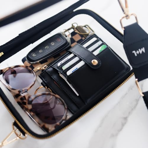 M + L Clear Stadium Clutch, PVC Transparent Purse, 8x6x3 inches, Event Approved Crossbody Bag