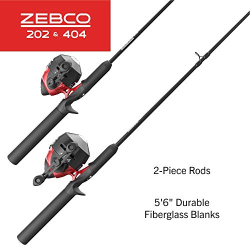 Zebco 202 & 404 Spincast Reels and Fishing Rod Combos (2-Pack), 5-Foot 6-Inch 2-Piece Fishing Pole, Size 30 and 40 Reels, ...