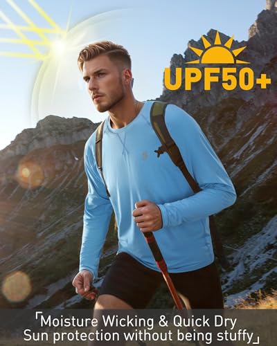 UV Protection Long Sleeve Swim Rash Guard, UPF 50+ Sun Shirts for Men,Water Fishing Hiking Beach Outdoor Shirt