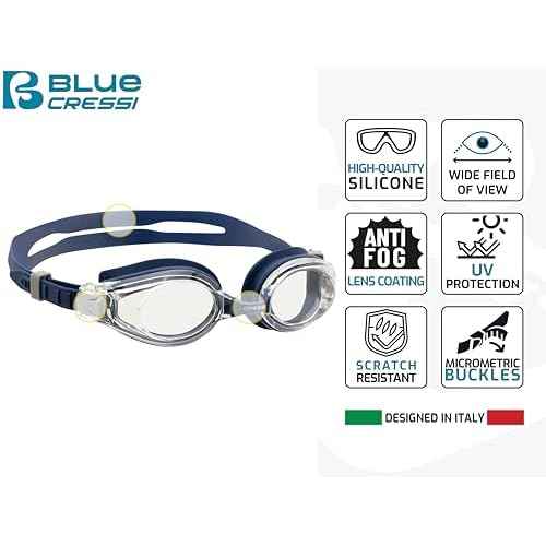 Cressi Adult Swim Goggles, Interchangeable Nose Bridges for Comfort and Maximum Visibility- Nuoto 3.0