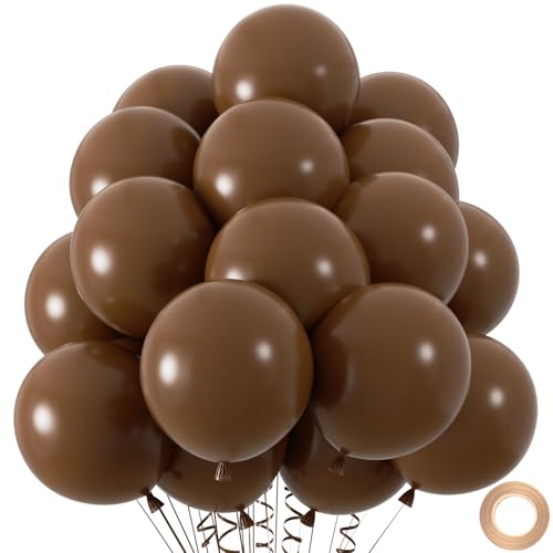 50pcs Brown Balloons, 12inch Dark Brown Latex Neutral Balloons for Birthday Party BOHO Wedding Bear Baby Shower Decoration...