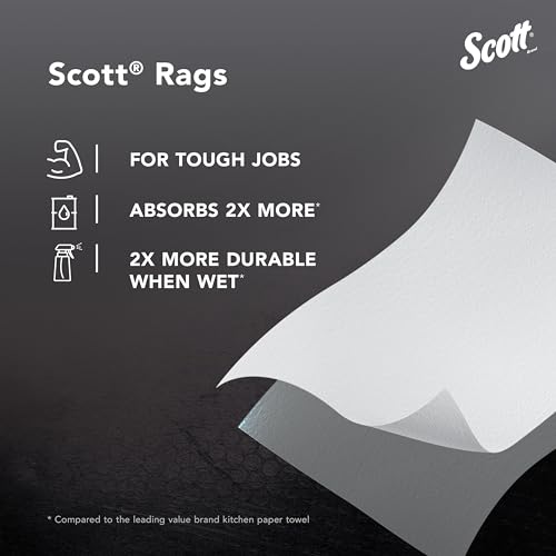 Scott Rags In A Box (75260), All-Purpose Towels, Large 9"x12" Paper Towel, Pop-Up Box (8 Boxes of 200 Sheets, 1,600 Sheet Total)