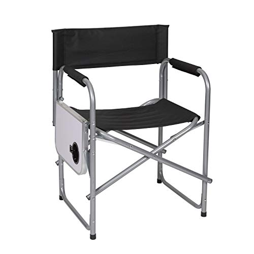 Stansport Directors Chair with Side Table, One Size, Black