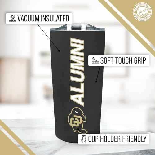 Campus Colors Collegiate Stainless Steel Travel Tumbler for Alumni - 18 oz - Double Walled Insulated Drinkware (Colorado Buffaloes - Black)