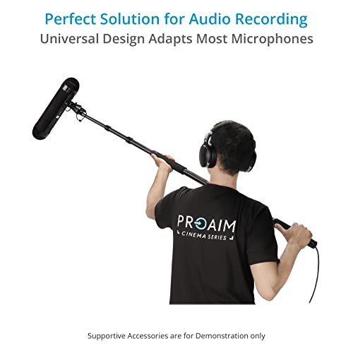 PROAIM 12ft Carbon Fibre Boom Pole with 20ft XLR Cable for Microphones/Audio Recording. Expandable from 3.6 to 12'. Sound-...