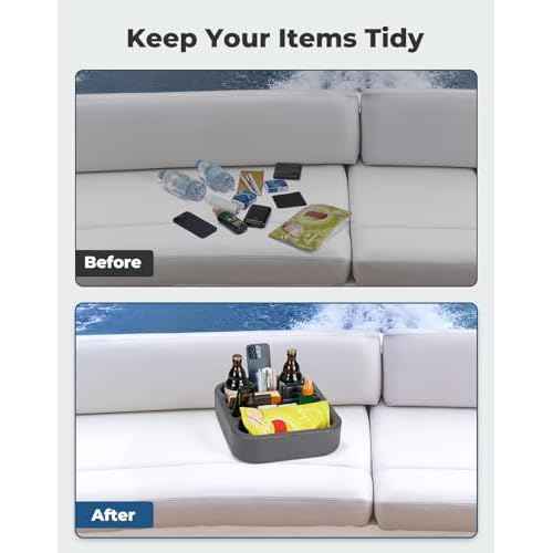 KEMIMOTO Boat Cup Holder -Marine Cup Holders, Boat Caddy Organizer,Snack Table Tray for Sofa or Car Seat