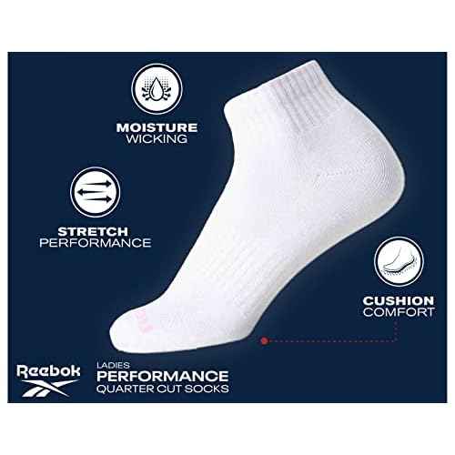 Reebok Women's Quarter Crew Socks - 12 Pack Performance Cushion Comfort Crew Socks - Athletic Socks for Women (4-10)