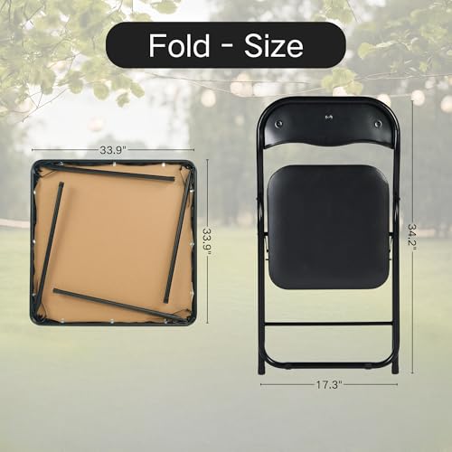 Homy Casa Folding Card Table – 33.9 Inch Square Metal Construction for Indoor & Outdoor Games and Recreation (3-Piece)
