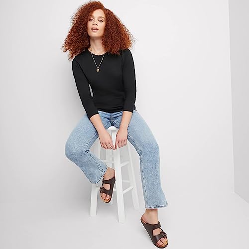 Hanes Womens Originals Long Sleeve Cotton T-Shirt, Lightweight Crewneck Tee, Modern Fit
