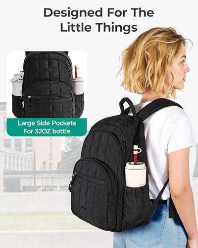 BAGSMART College Laptop Backpack, Travel Backpack for Women, Quilted Casual Daypack, Water-Resistant Bookbag for 15.6 Inch...