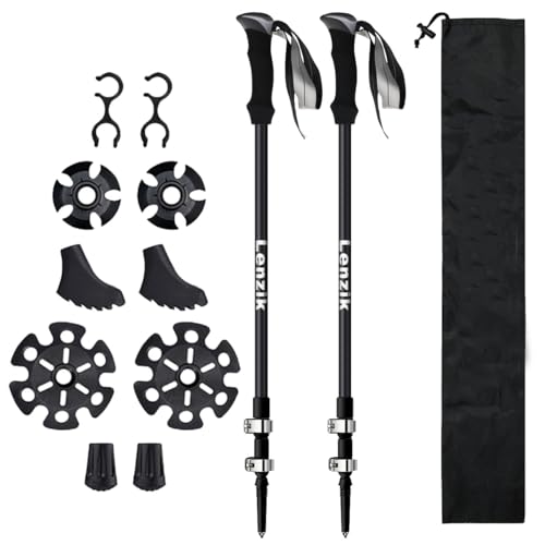 Lenzik Carbon Fiber Trekking Poles – Collapsible and Telescopic，EVA Grips, Ultralight Nordic Hiking Poles for Backpacking ...