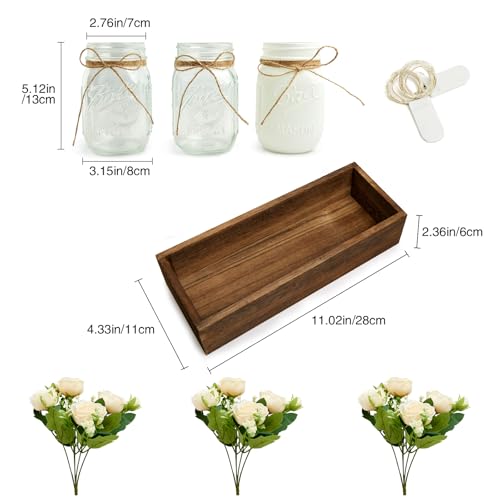 XXXFLOWER 3 Pcs Mason Jars Lights Fall Table Centerpieces - Christmas Gifts for Women Mom Wife,Indoor Decors for Farmhouse...