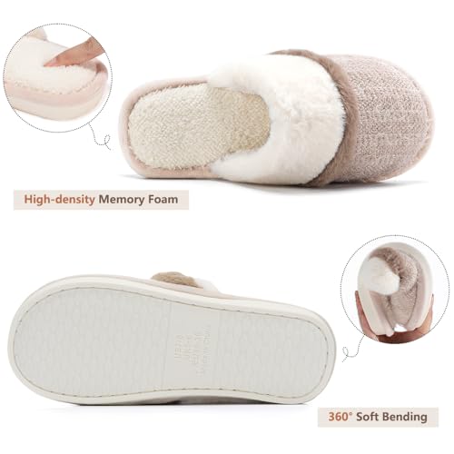 GOEWY Cozy Slippers for Women Indoor and Outdoor Fuzzy House Shoes with Memory Foam Anti-Skid Sole Gifts for Women Mom Ladies