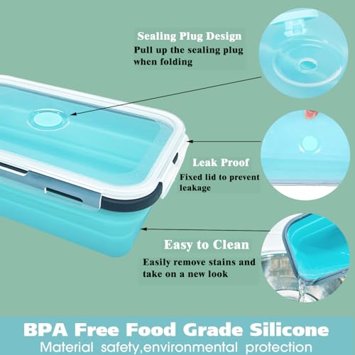 Epinke 8 Collapsible Food Storage Containers With Lids, Rv Collapsible Bowls, Silicone Food Storage Containers, Camping Fo...