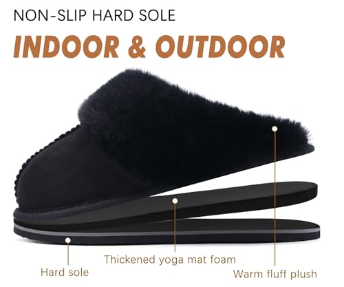 KuaiLu Womens Cozy Memory Foam Slippers Ladies Fuzzy Faux Fur Lined Warm Arch Support House Shoes Slip on Comfy Winter Scu...