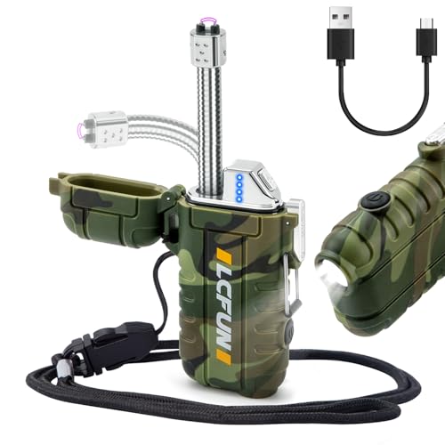 LcFun Electric Lighter USB Rechargeable Arc Lighters Windproof Plasma Lighters with LED Battery Display, Waterproof Electr...