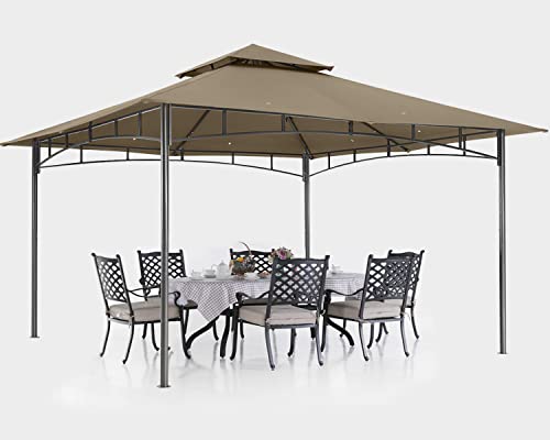 ABCCANOPY Gazebos for Patios 10x12 - Outdoor Steel Frame Gazebo for Lawn Backyard Garden Deck (Khaki)