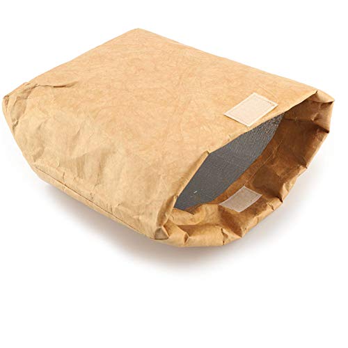 Aqur2020 Premium Kraft Paper PE Foam Insulated Lunch Storage Bag Light Weight Outdoor Picnic Bag for Party and Camping(Brown)