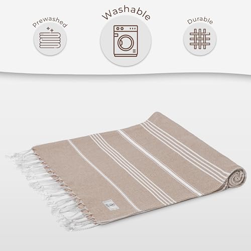 Ossano Turkish Beach Towel Absorbent & Quick Dry Oversized (39" x 71") - Decorative, Versatile and Functional as Yoga Mat,...