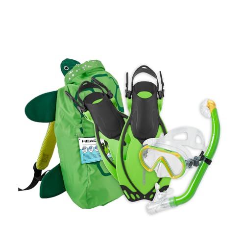 Mares Junior Sea Pals Dry Snorkeling Set - Seahorse Single-Lens Mask, Allegra Open-Heel Fins, Ergonomic Dry-Top Snorkel & ...